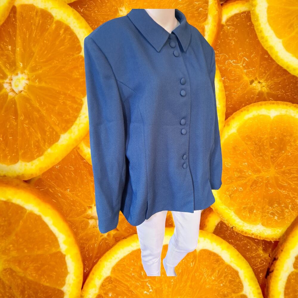 Executive Collection Blue Button‎ Up Heavy Weight Blouse / Blazer Size 18